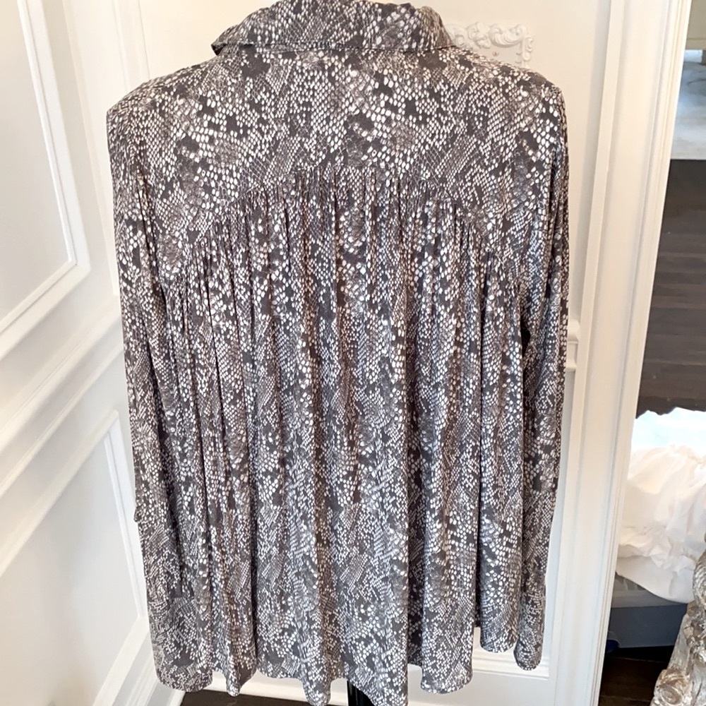 Free People Snake Print Tie Neck Blouse - image 5